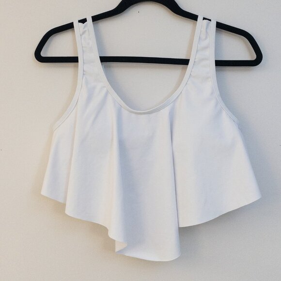 SHEIN Other - SHEIN White Ruffle Swim Tank Top – Size XL – Adjustable & Flattering